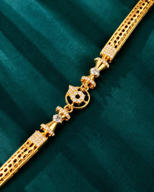 Golden Floral Medallion Crystal Bracelet