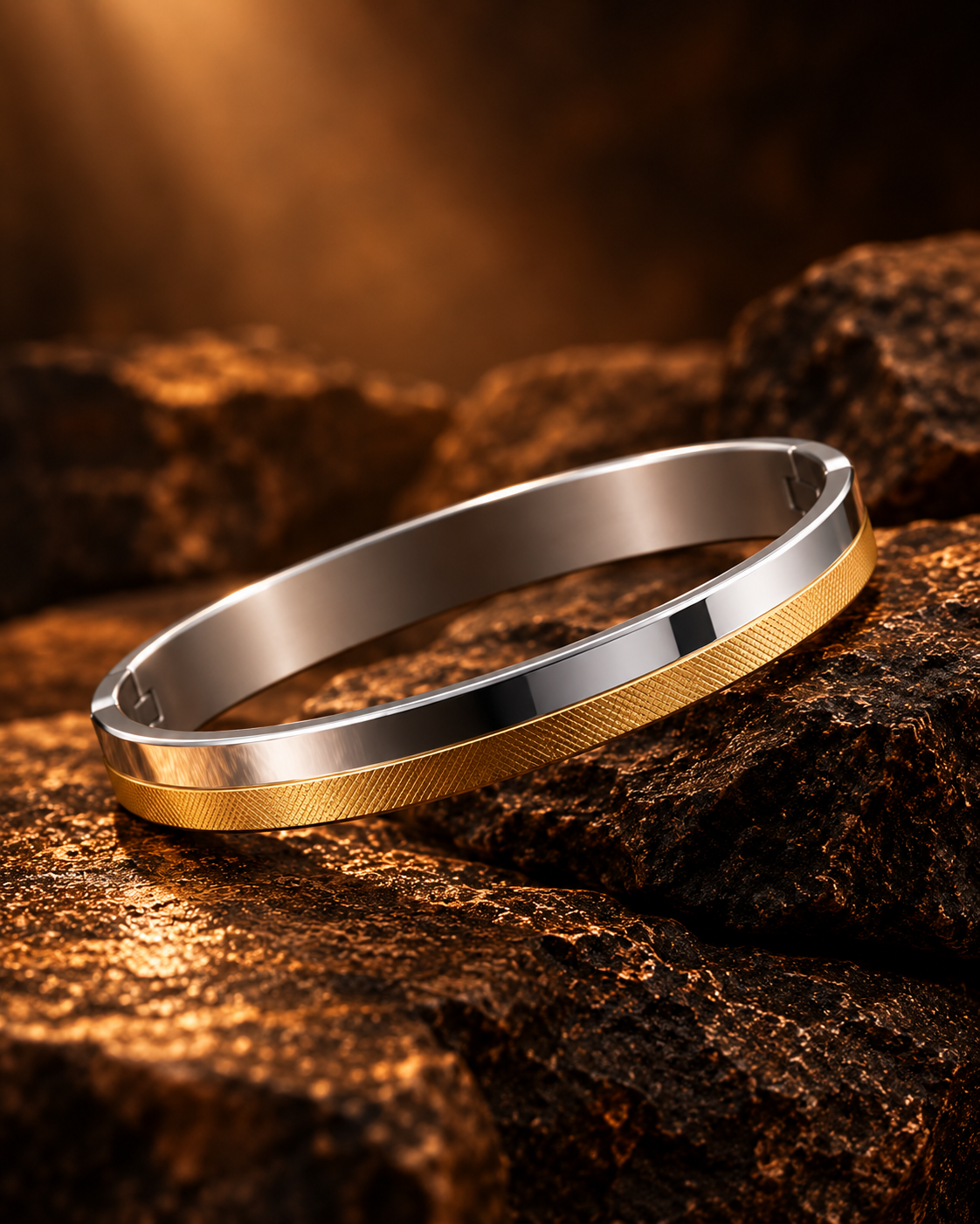 Premium Dual-Tone Gold & Silver Men's Kada