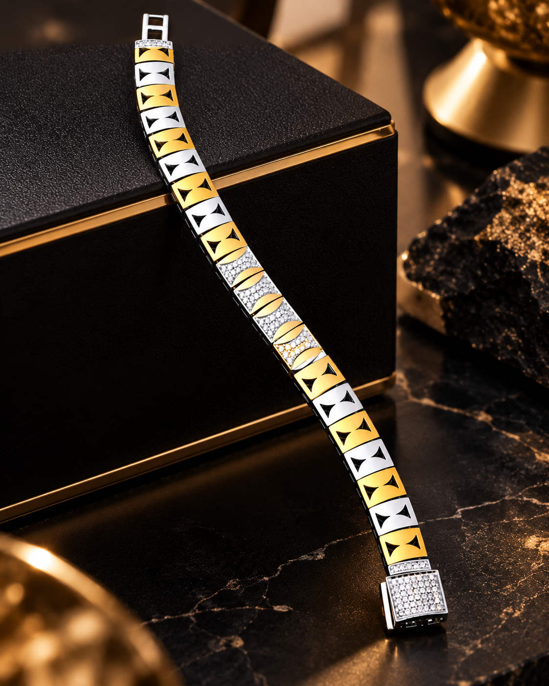 Royal Gold & Silver Geometric Men's Bracelet