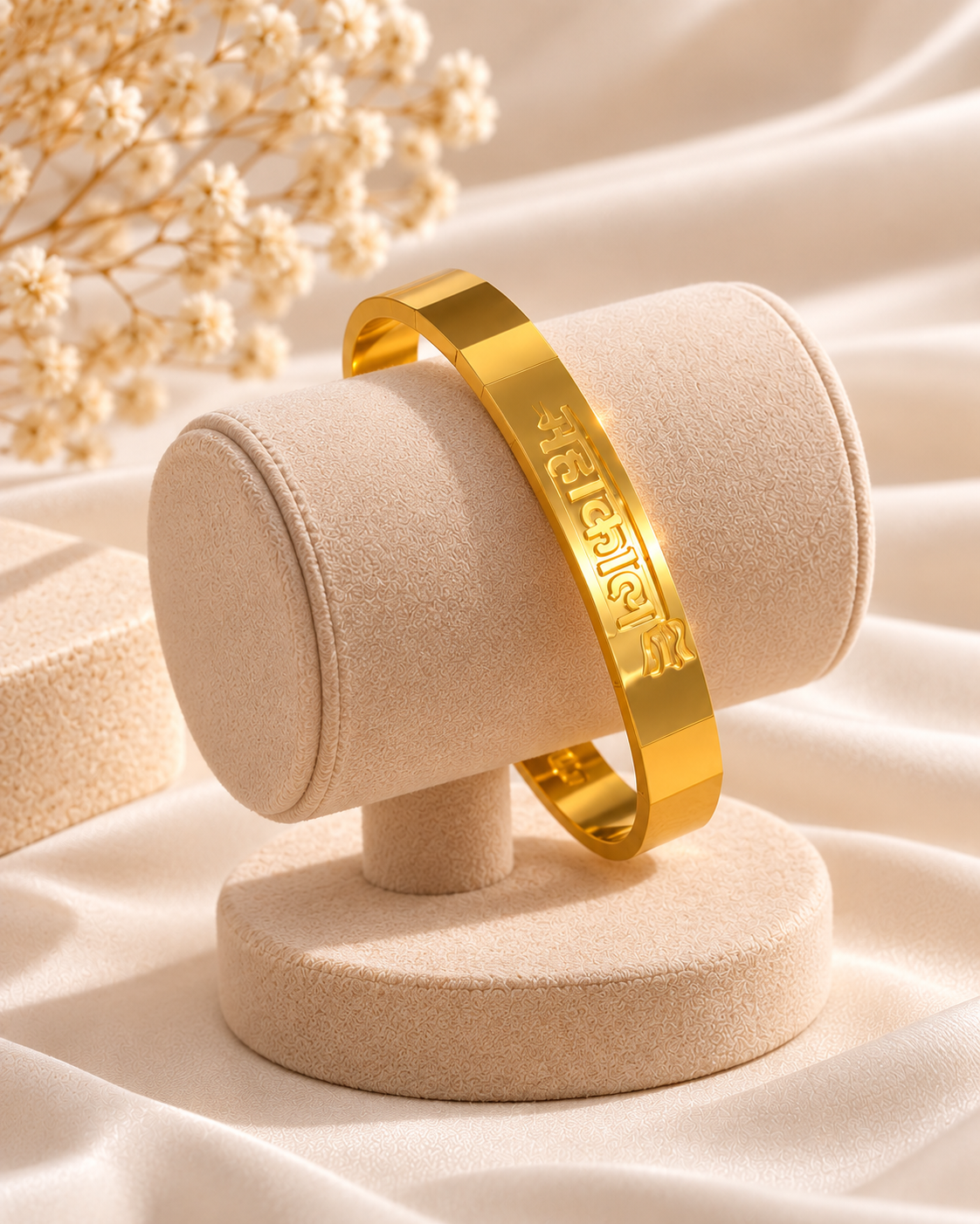 Mahakal Engraved Golden Men’s Bracelet
