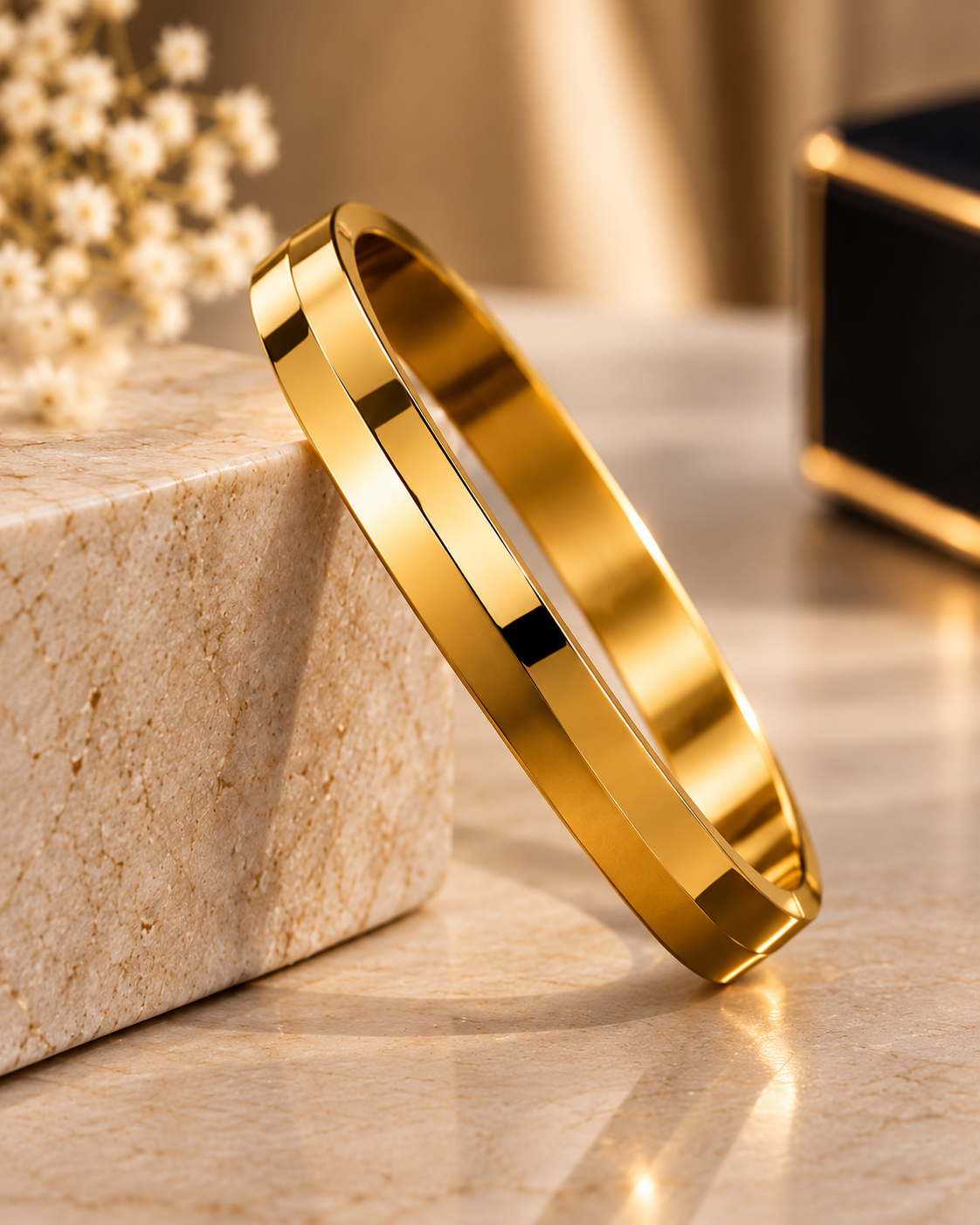 Premium Gold-Tone Classic Plain Men's Kada