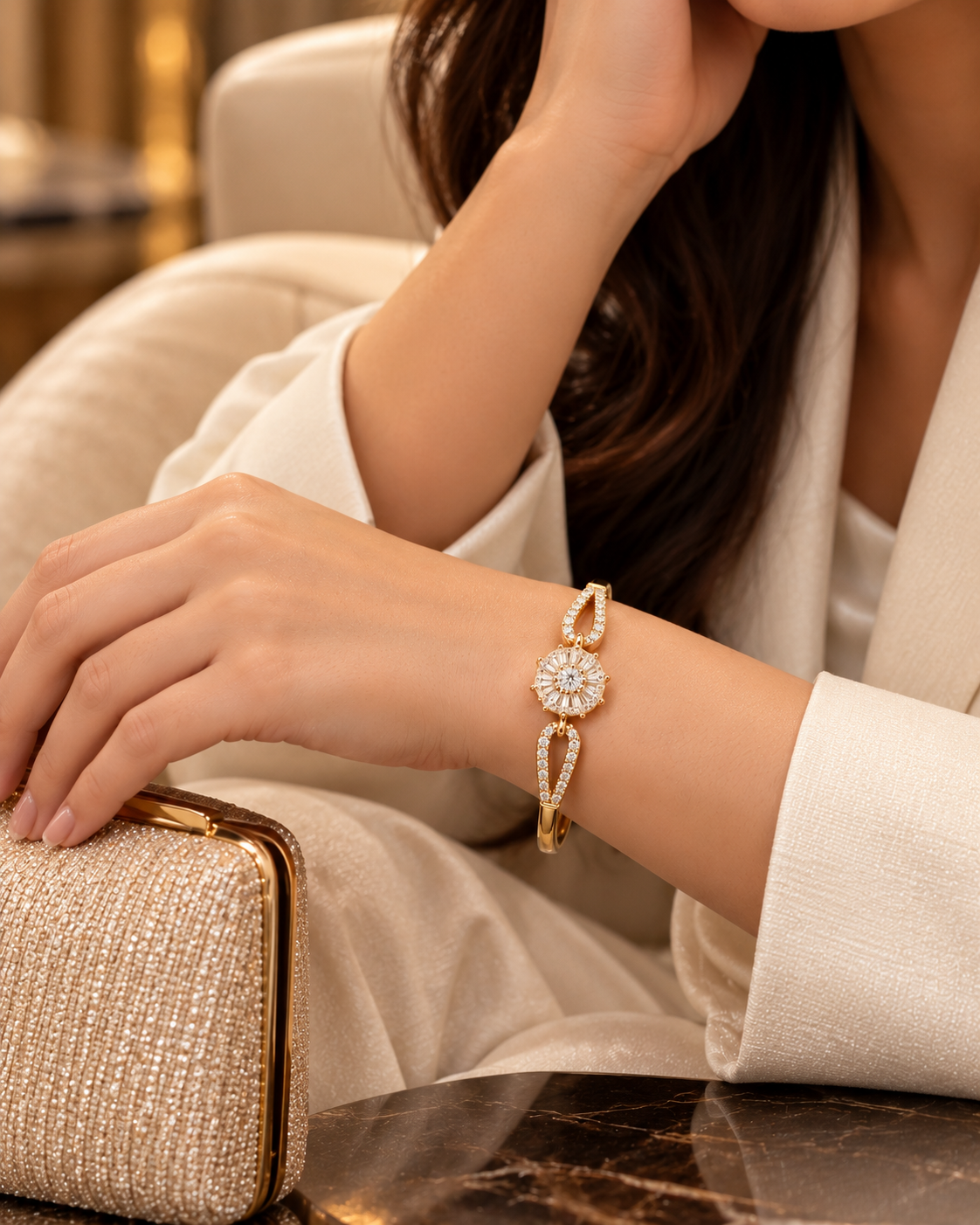 Golden Celeste Halo Crystal Bracelet