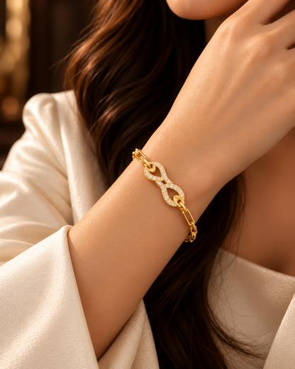 Golden Infinity Crystal-Link Bracelet