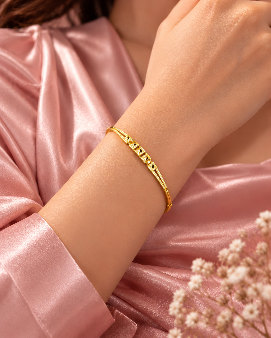 Golden Geometric Luxe Crystal Bracelet