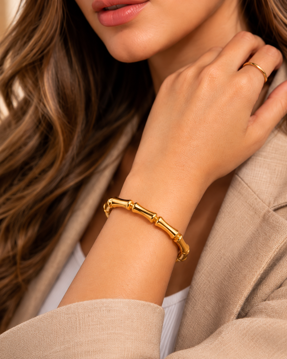 Golden Bamboo Link Bracelet