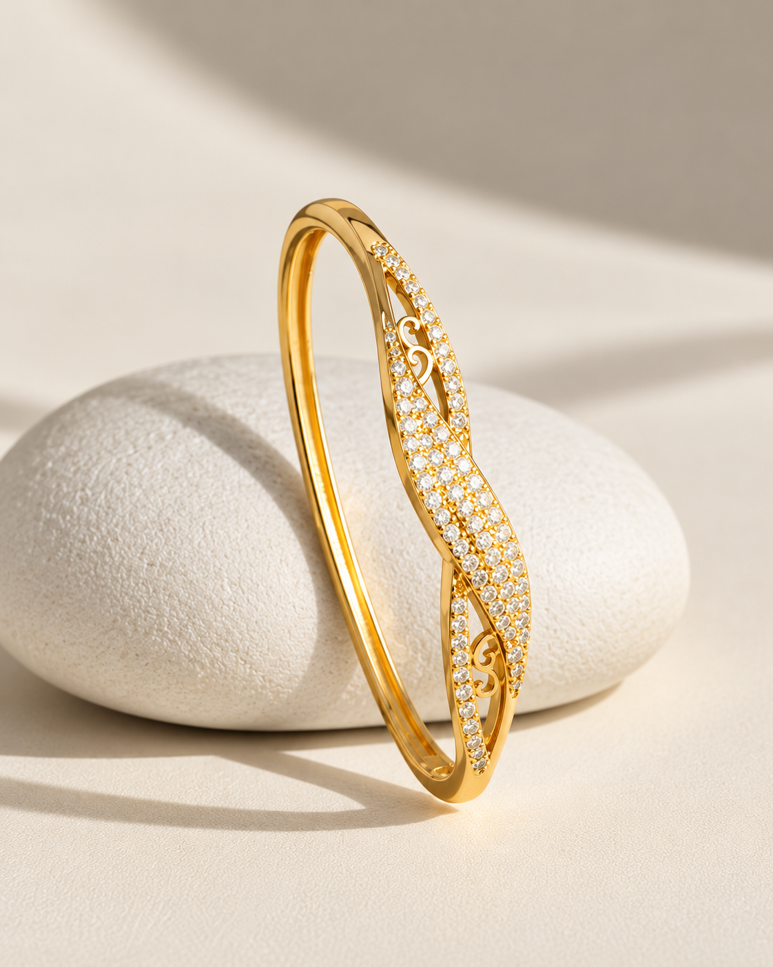 Golden Radiance Diamond Kada Bracelet