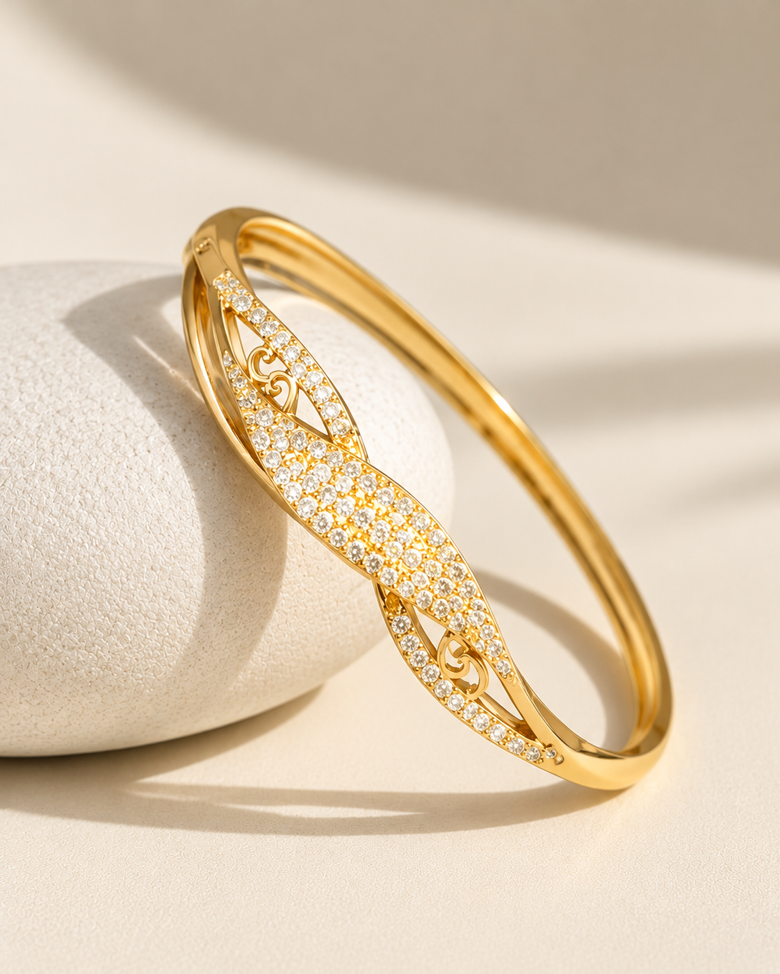 Golden Radiance Diamond Kada Bracelet