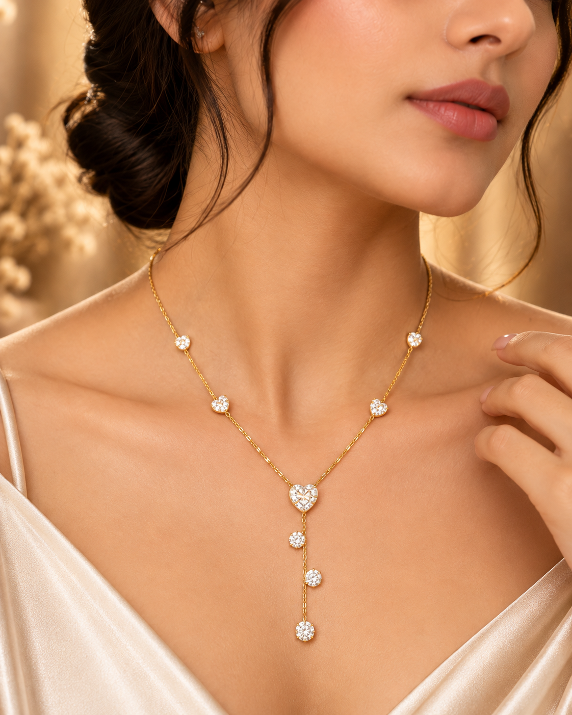 Golden Heart Drop Necklace