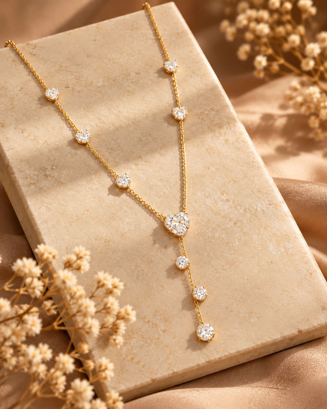 Golden Heart Drop Necklace
