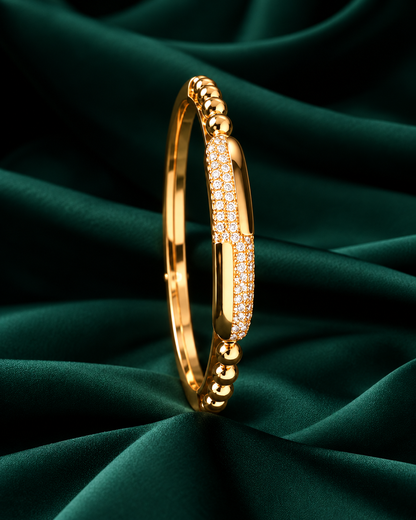 Golden Pave Crystal Bar Bangle