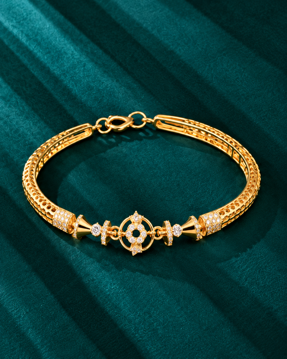 Golden Floral Medallion Crystal Bracelet