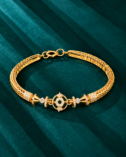 Golden Floral Medallion Crystal Bracelet