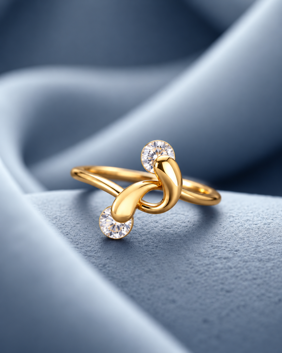 Golden Double Crystal Knot Ring