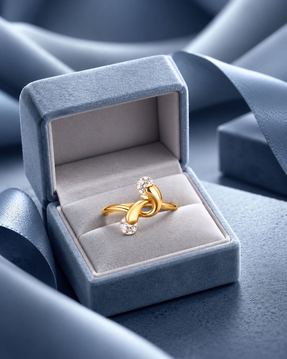 Golden Double Crystal Knot Ring