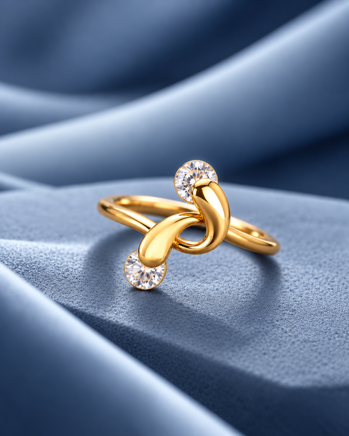 Golden Double Crystal Knot Ring