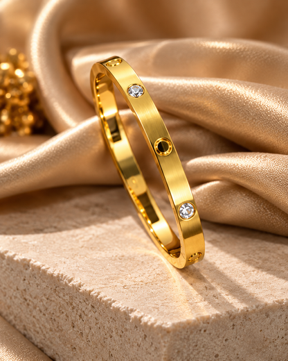 Golden Crystal Screw-Style Bangle