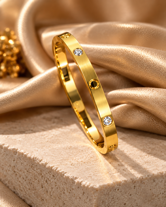 Golden Crystal Screw-Style Bangle