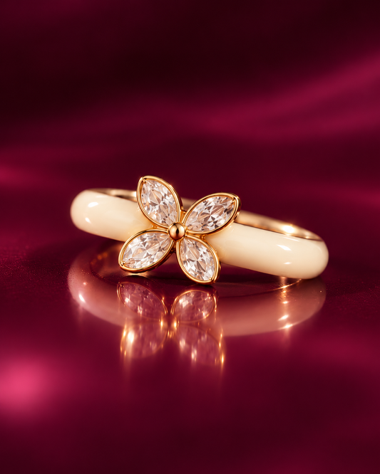 Ivory Blossom Crystal Ring