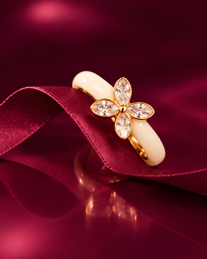 Ivory Blossom Crystal Ring