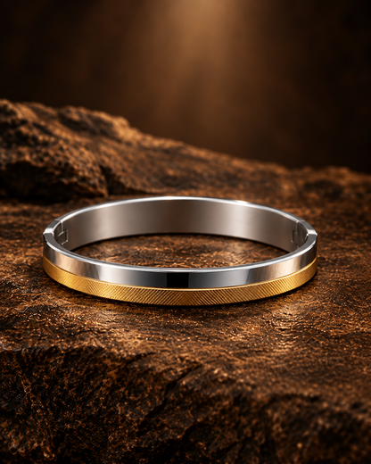Premium Dual-Tone Gold & Silver Men's Kada