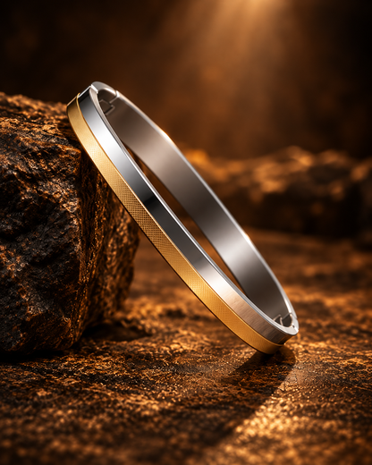 Premium Dual-Tone Gold & Silver Men's Kada