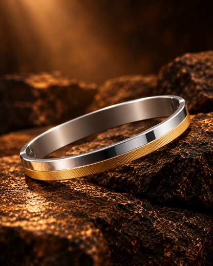 Premium Dual-Tone Gold & Silver Men's Kada
