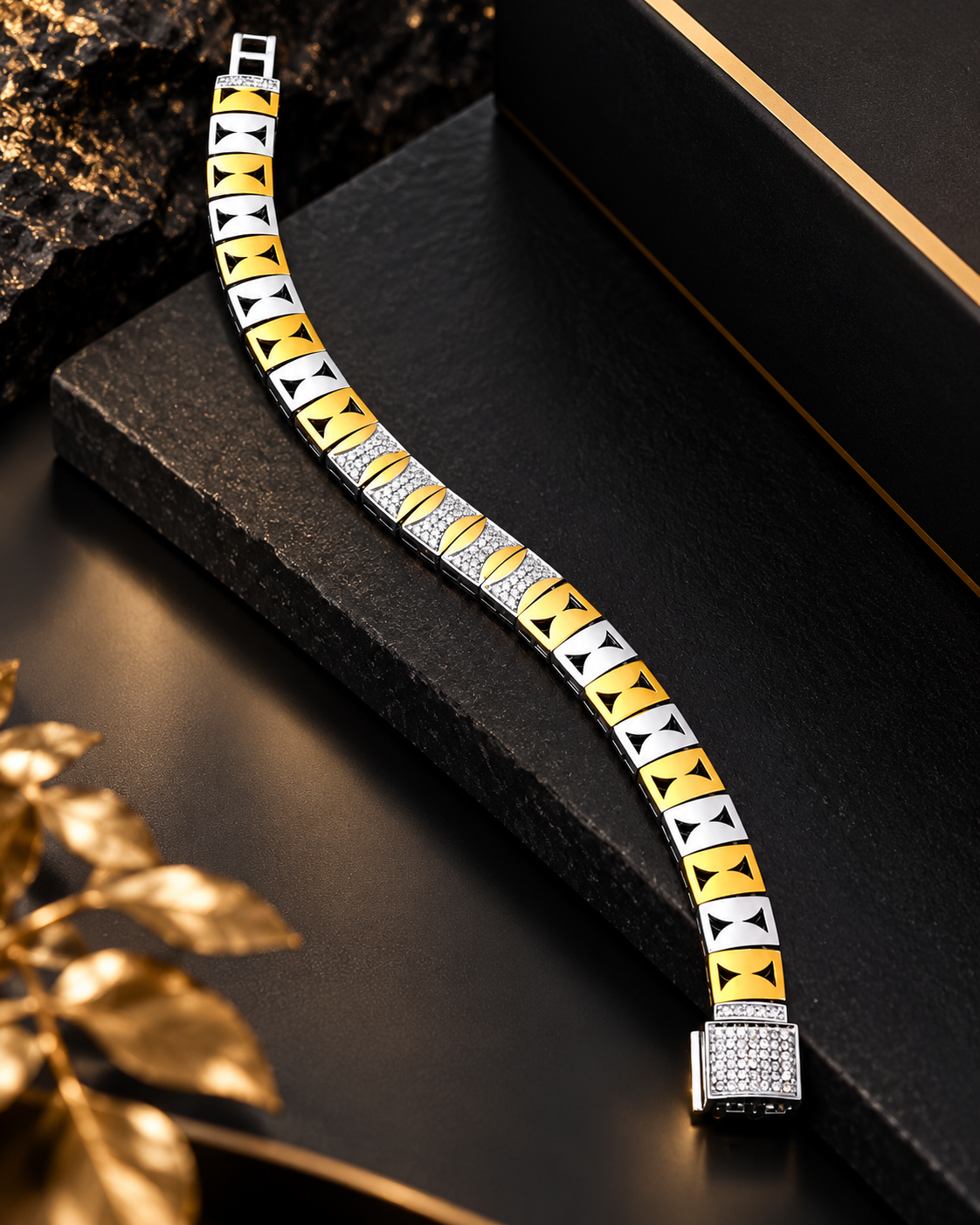Royal Gold & Silver Geometric Men's Bracelet