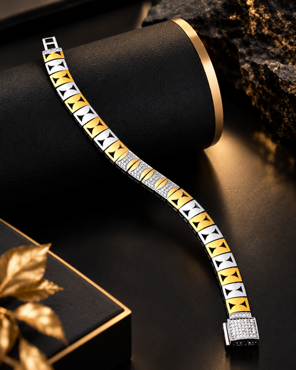 Royal Gold & Silver Geometric Men's Bracelet