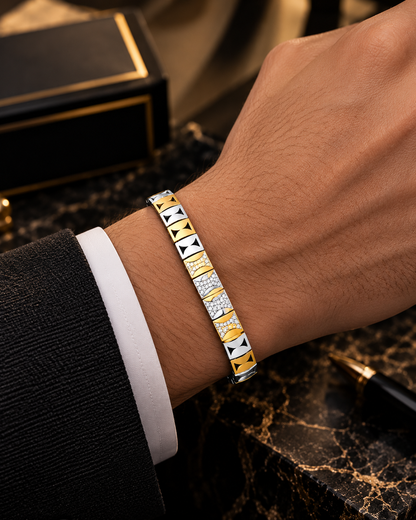 Royal Gold & Silver Geometric Men's Bracelet