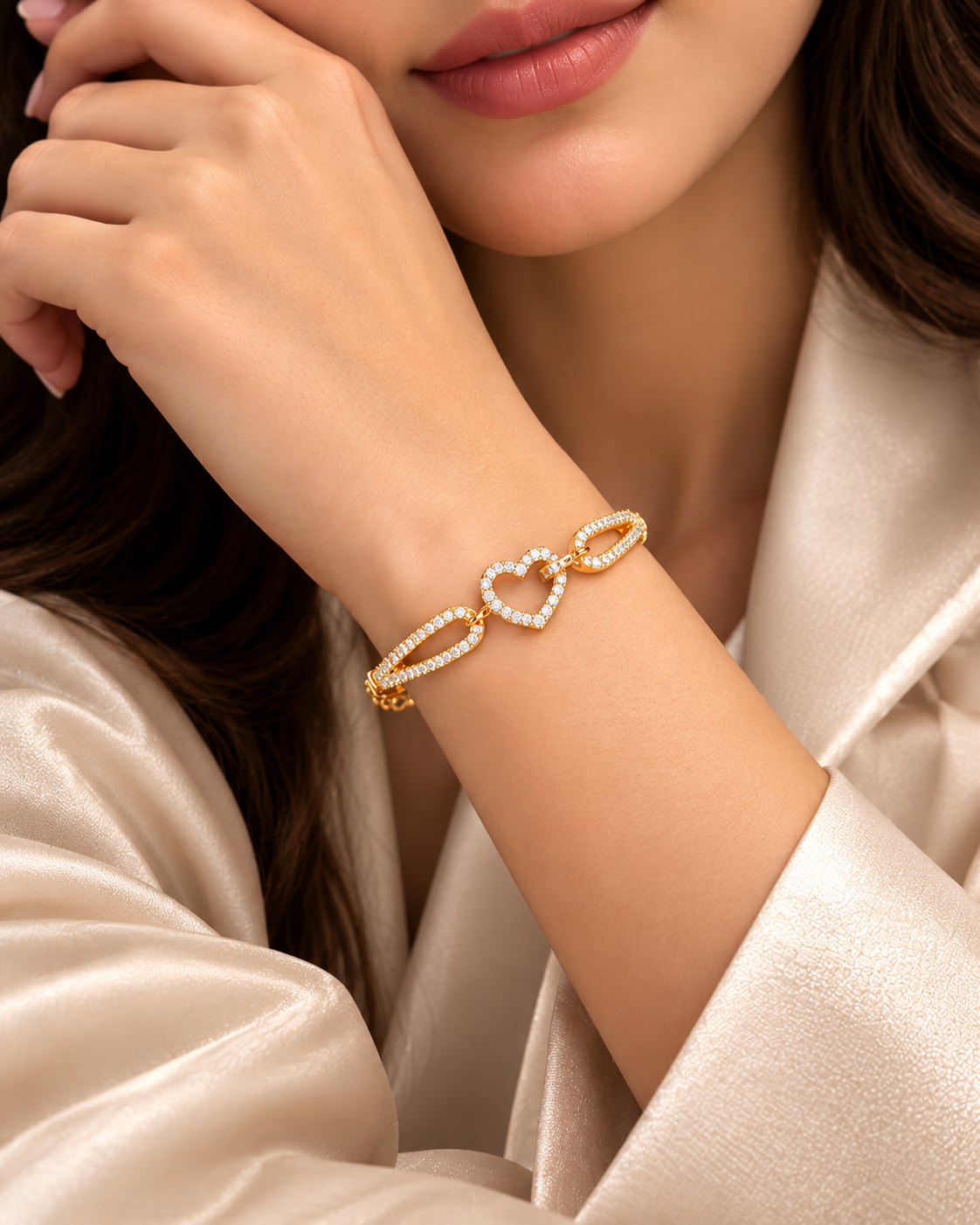 Golden Heartbeat Crystal Bracelet