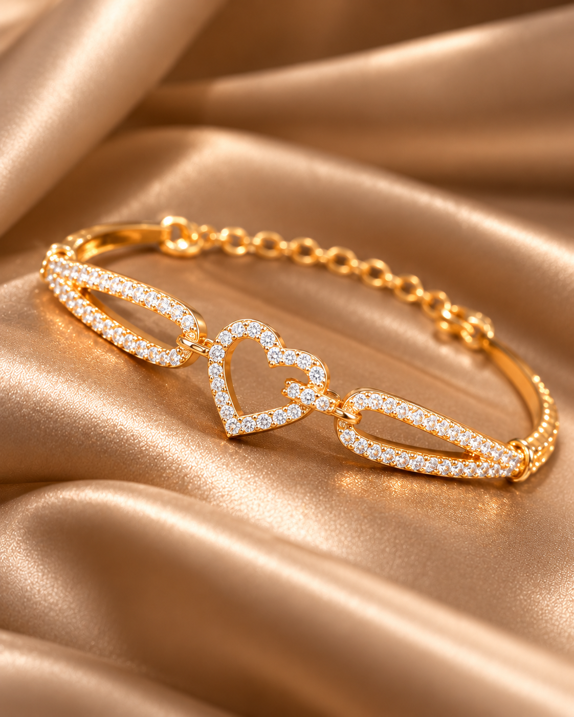 Golden Heartbeat Crystal Bracelet