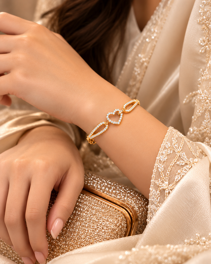Golden Heartbeat Crystal Bracelet