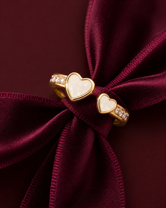 Golden Double Heart Crystal Ring
