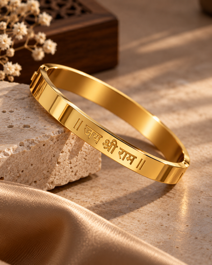 Premium Gold-Plated “Jai Shree Ram” Engraved Men's Kada