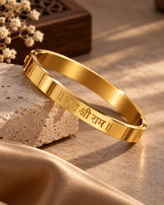 Premium Gold-Plated “Jai Shree Ram” Engraved Men's Kada