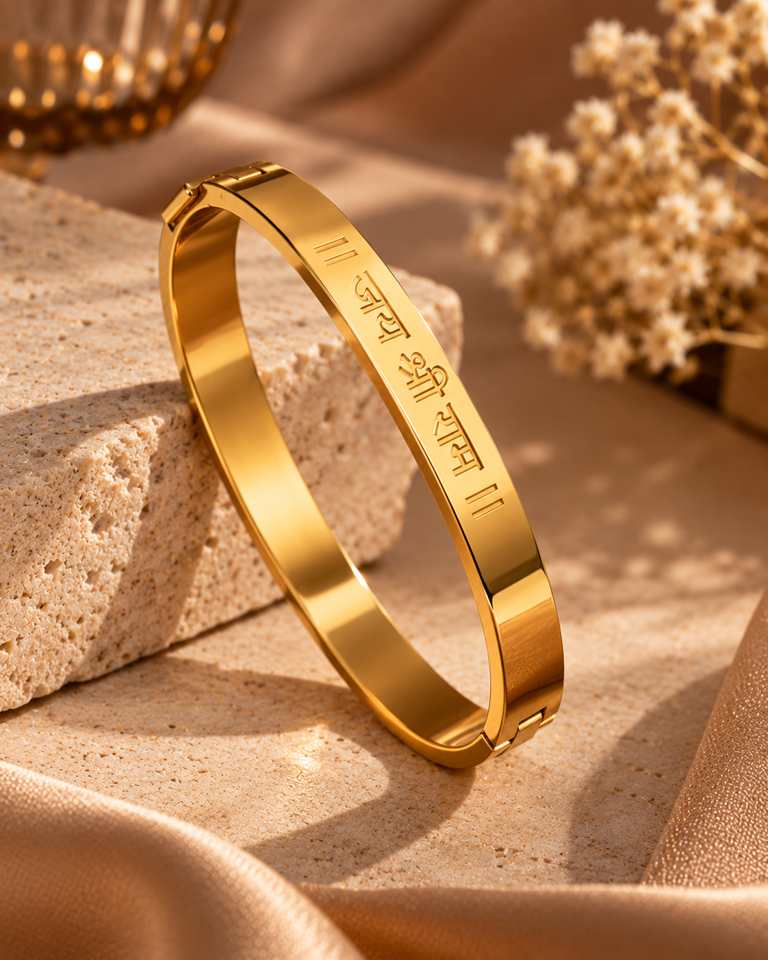 Premium Gold-Plated “Jai Shree Ram” Engraved Men's Kada
