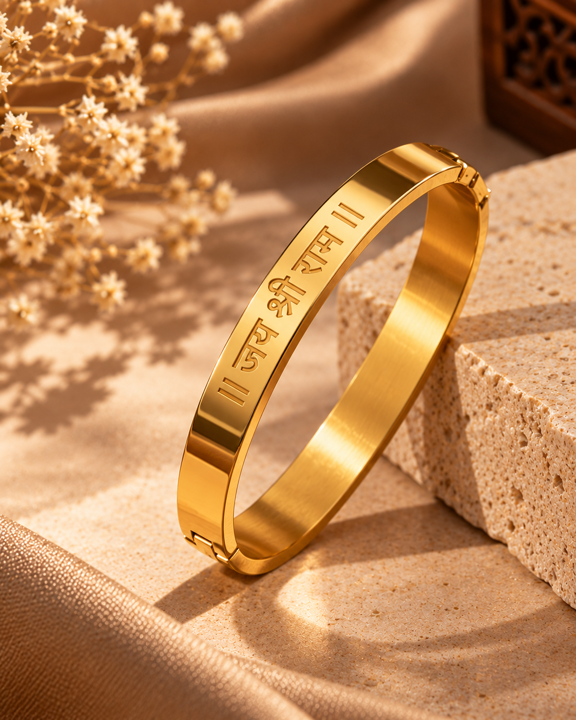 Premium Gold-Plated “Jai Shree Ram” Engraved Men's Kada