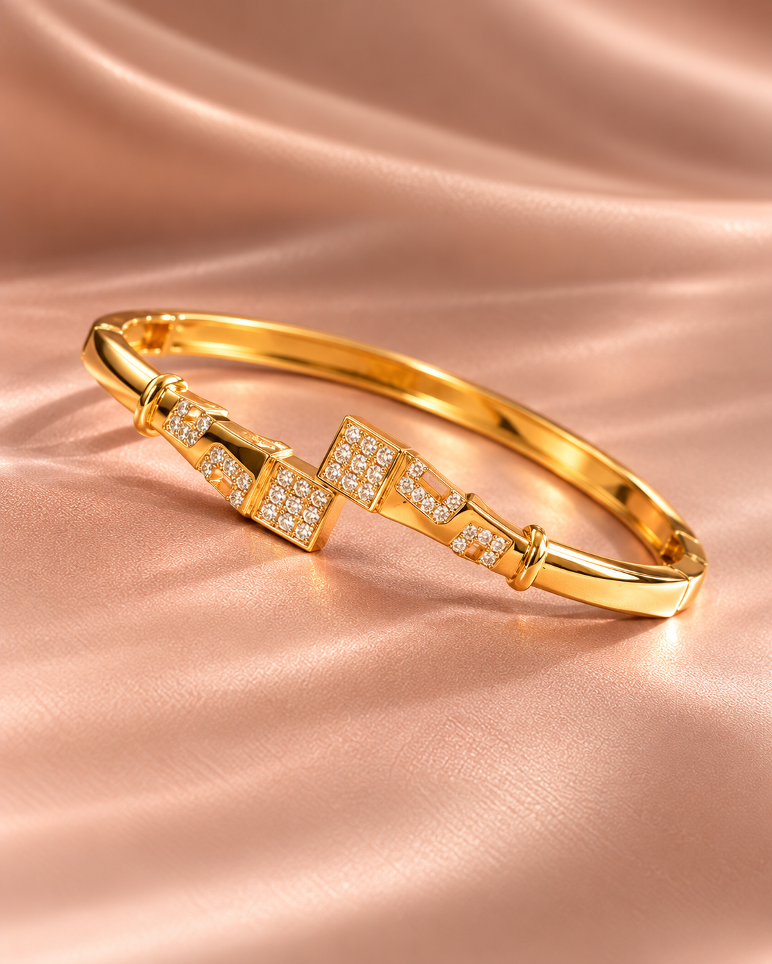 Golden Geometric Crystal Kada Bracelet