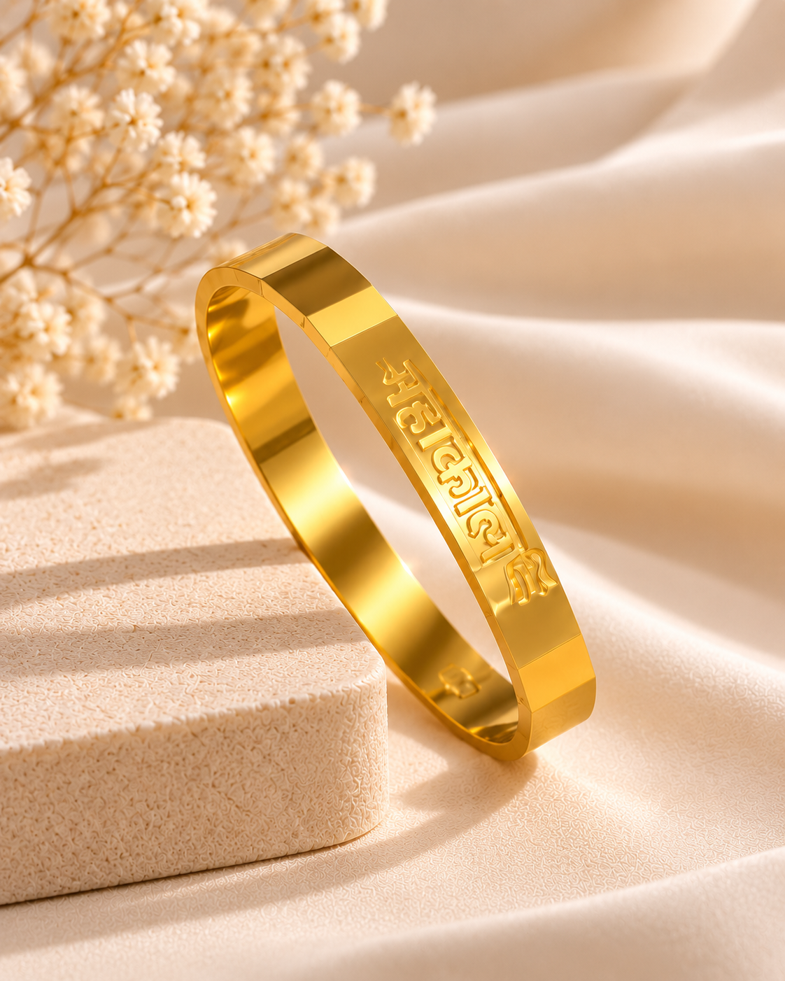 Mahakal Engraved Golden Men’s Bracelet
