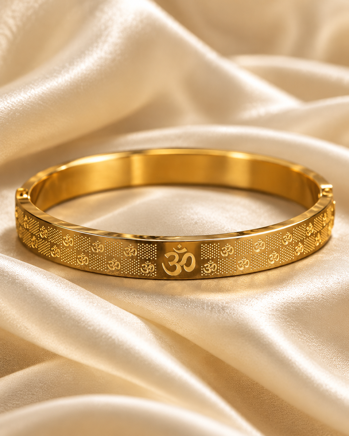 Premium Gold Om Symbol Engraved Men's Kada – Spiritual Edition