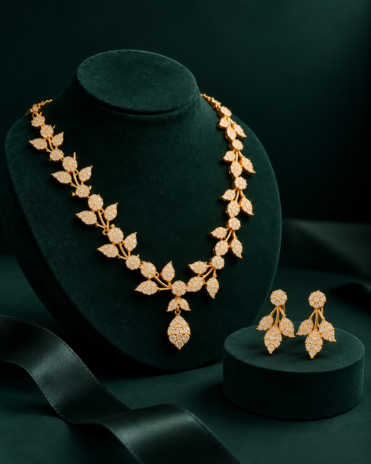 Golden Floral Vine Necklace Set