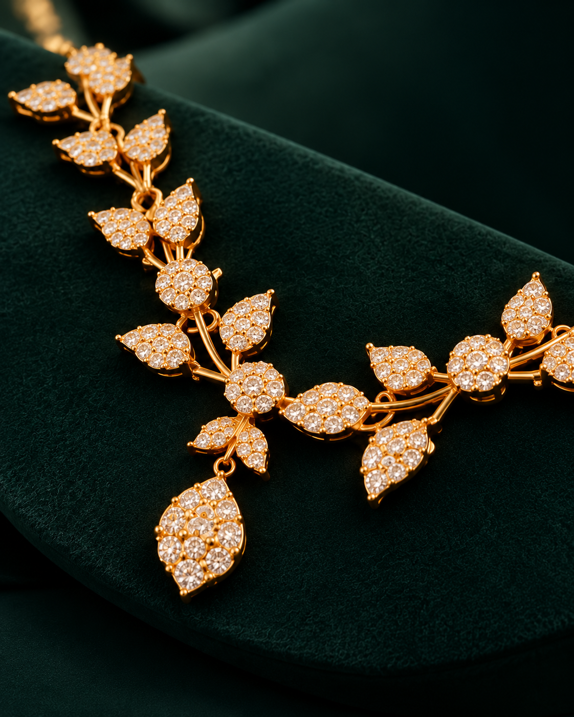 Golden Floral Vine Necklace Set