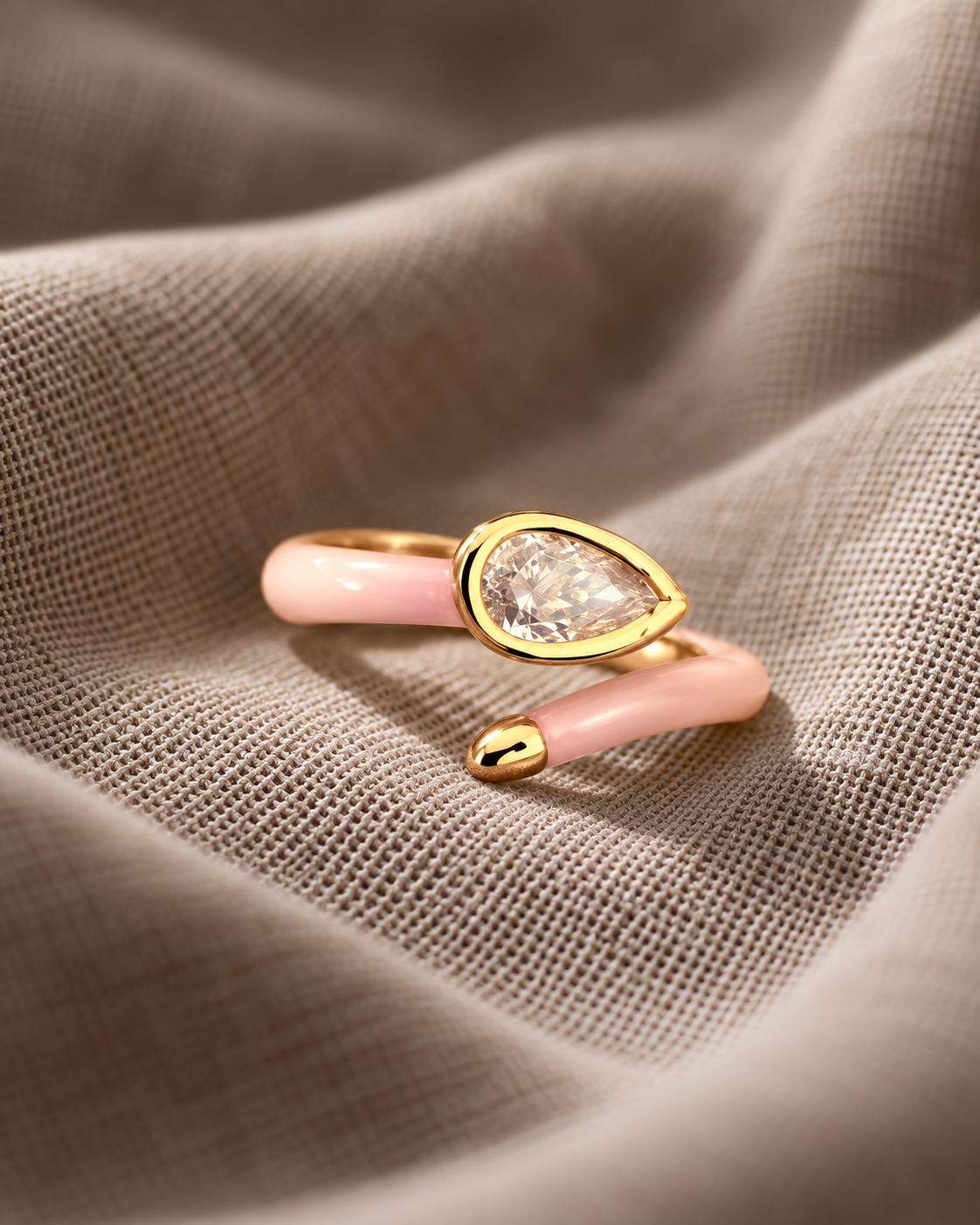 Blush Elegance Teardrop Crystal Ring