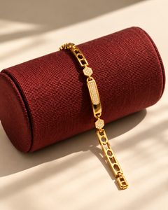 Golden Geometric Crystal Link Bracelet
