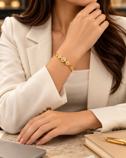 Golden Triple Halo Crystal Bracelet