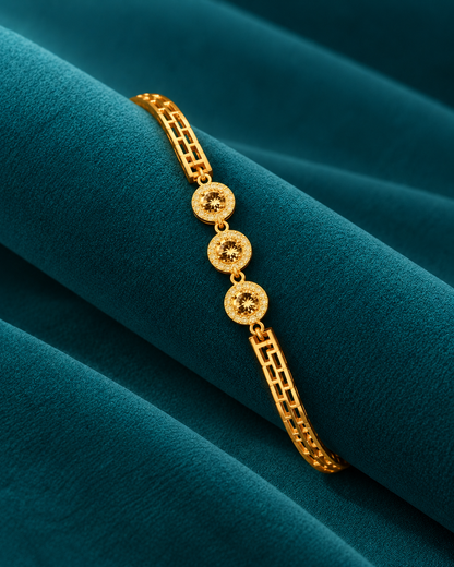 Golden Triple Halo Crystal Bracelet