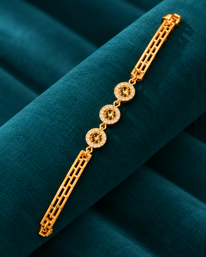 Golden Triple Halo Crystal Bracelet