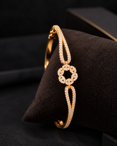 Golden Floral Halo Crystal Bracelet
