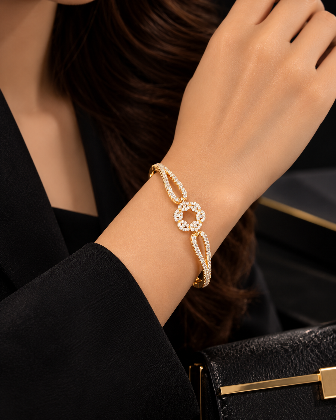 Golden Spiral Luxe Crystal Bracelet