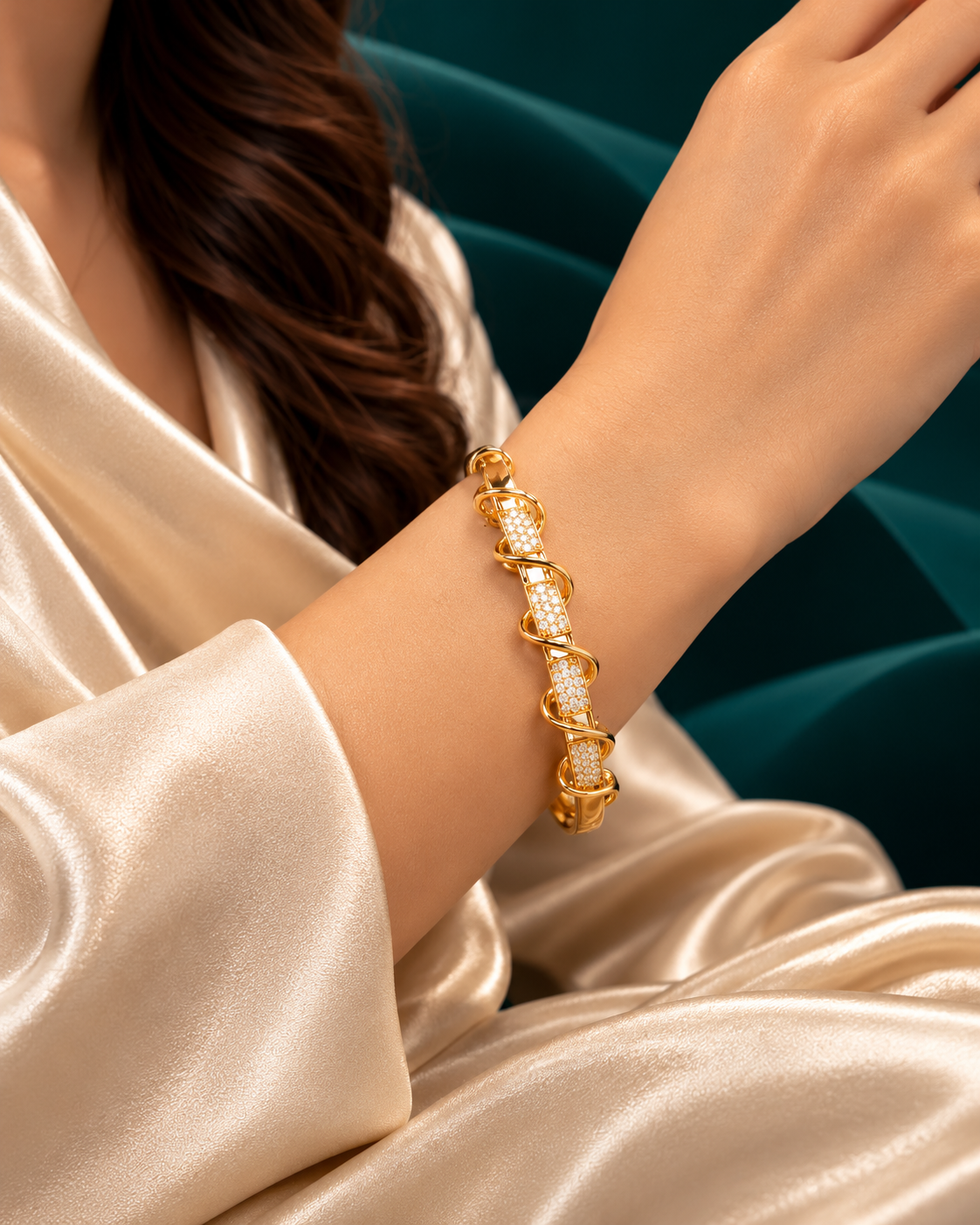 Golden Spiral Luxe Crystal Bracelet